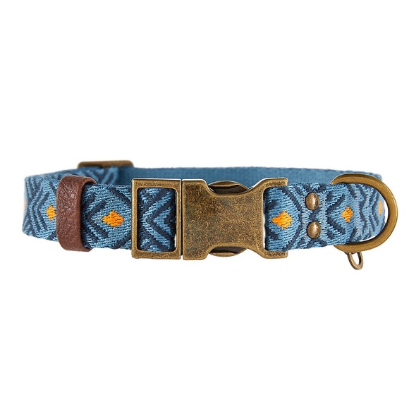 Top Paw® Blue Aztec Linen Blend Dog Collar - Picture 2 of 8